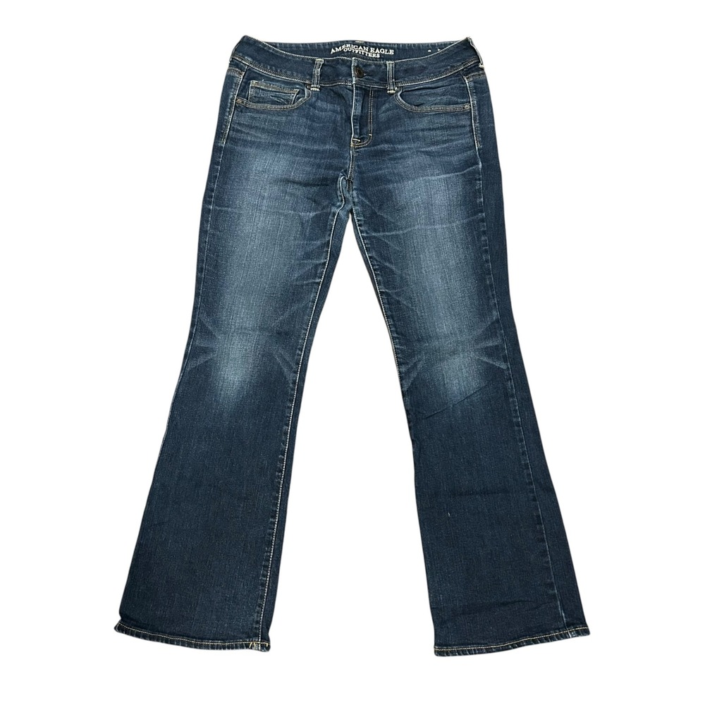 American Eagle Kick Boot Stretch Jeans Dark Wash Size 12 Regular Bootcut Womens